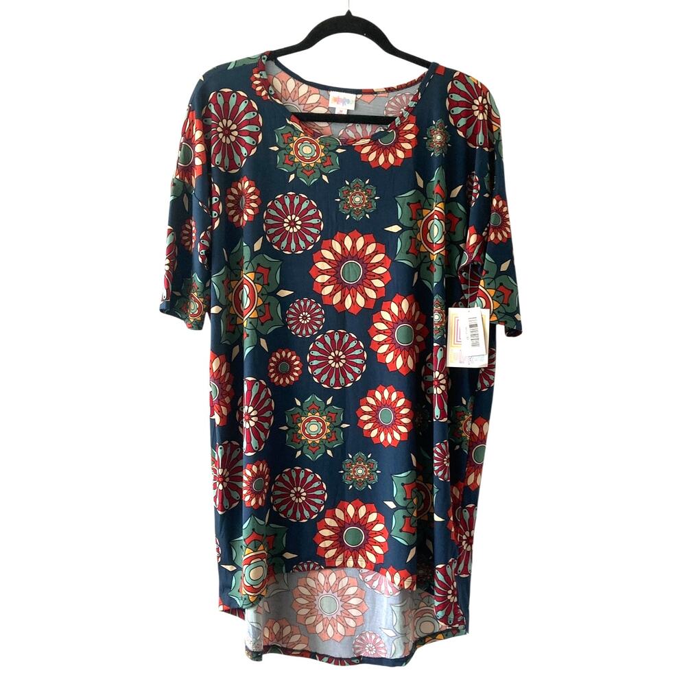 NWT LuLaRoe Irma Tunic Sz M Medium Medallion Abstract Floral High Low Shirt Top